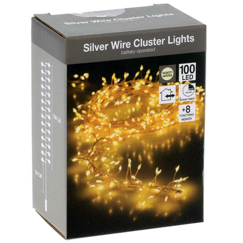 Koopman Silver Wire 100 LED Warm White IP44 – Christmas Holiday String Lights, Festive Outdoor & Indoor Decor, Xmas Party Lighting, Waterproof Holiday Decoration