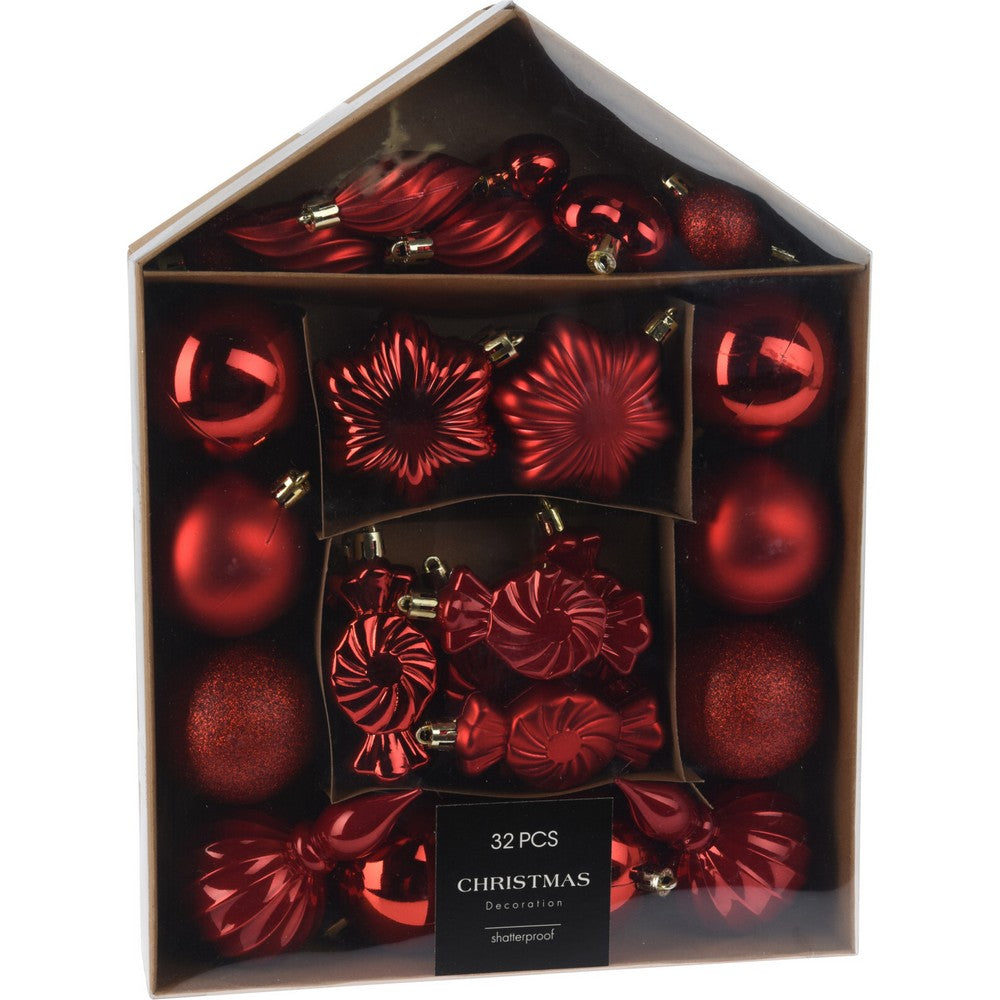 Koopman Christmas Ball, Xmas Ornaments, Holiday Seasonal Decoration for Tree, Home, Office, Party & Festive Display - Set of 32, Red