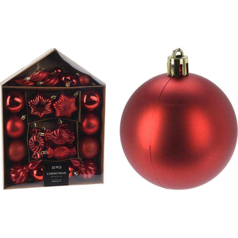 Koopman Christmas Ball, Xmas Ornaments, Holiday Seasonal Decoration for Tree, Home, Office, Party & Festive Display - Set of 32, Red