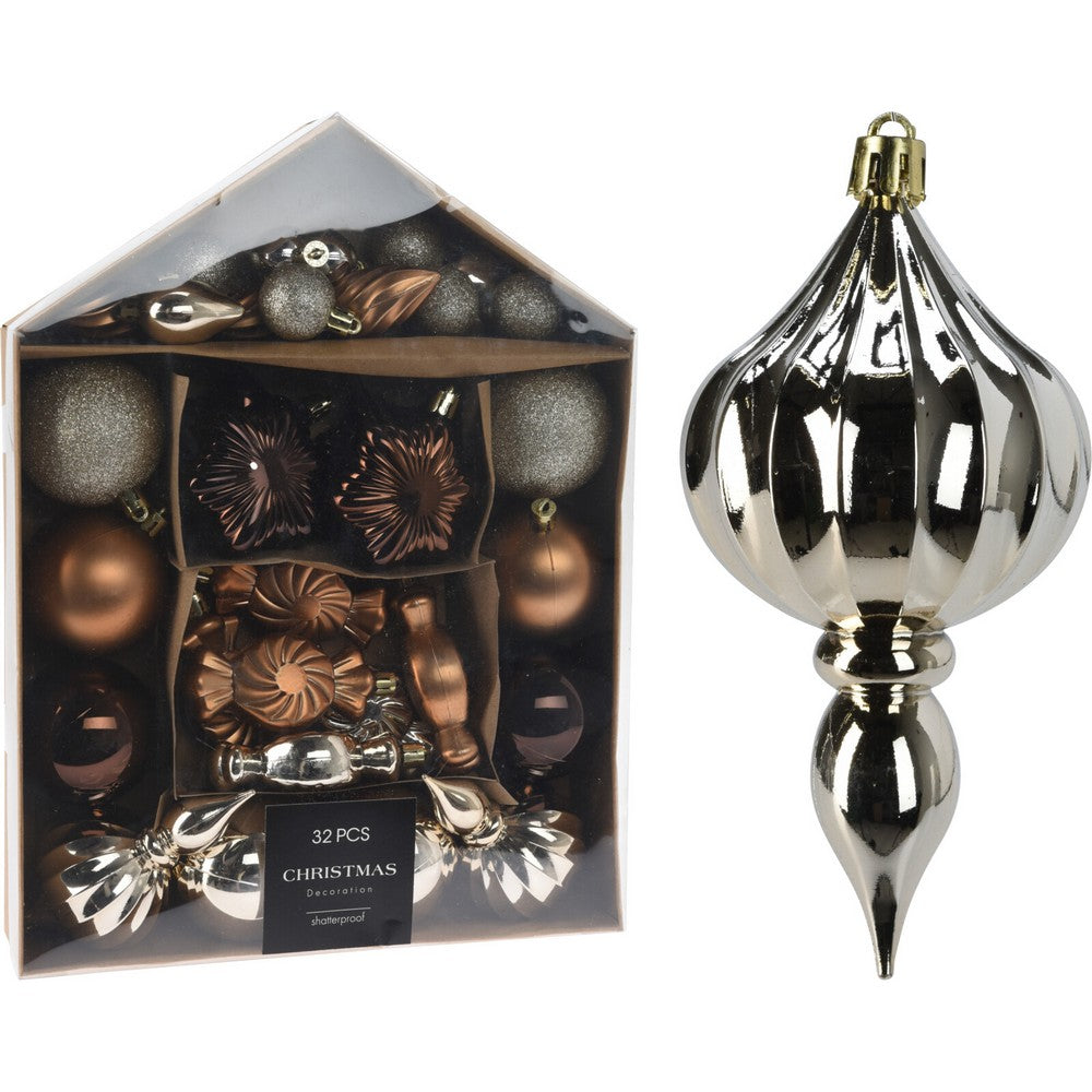 Koopman Christmas Ball, Xmas Ornaments, Holiday Seasonal Decoration for Tree, Home, Office, Party & Festive Display - Set of 32, Amber