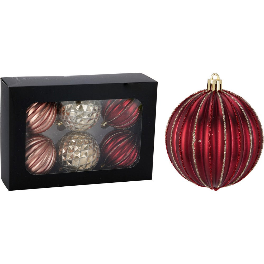 Koopman Christmas Balls Set – 6 Pink Xmas Ornaments, Holiday Seasonal Decoration for Christmas Tree, Home, Office, Party, Tabletop & Festive Display