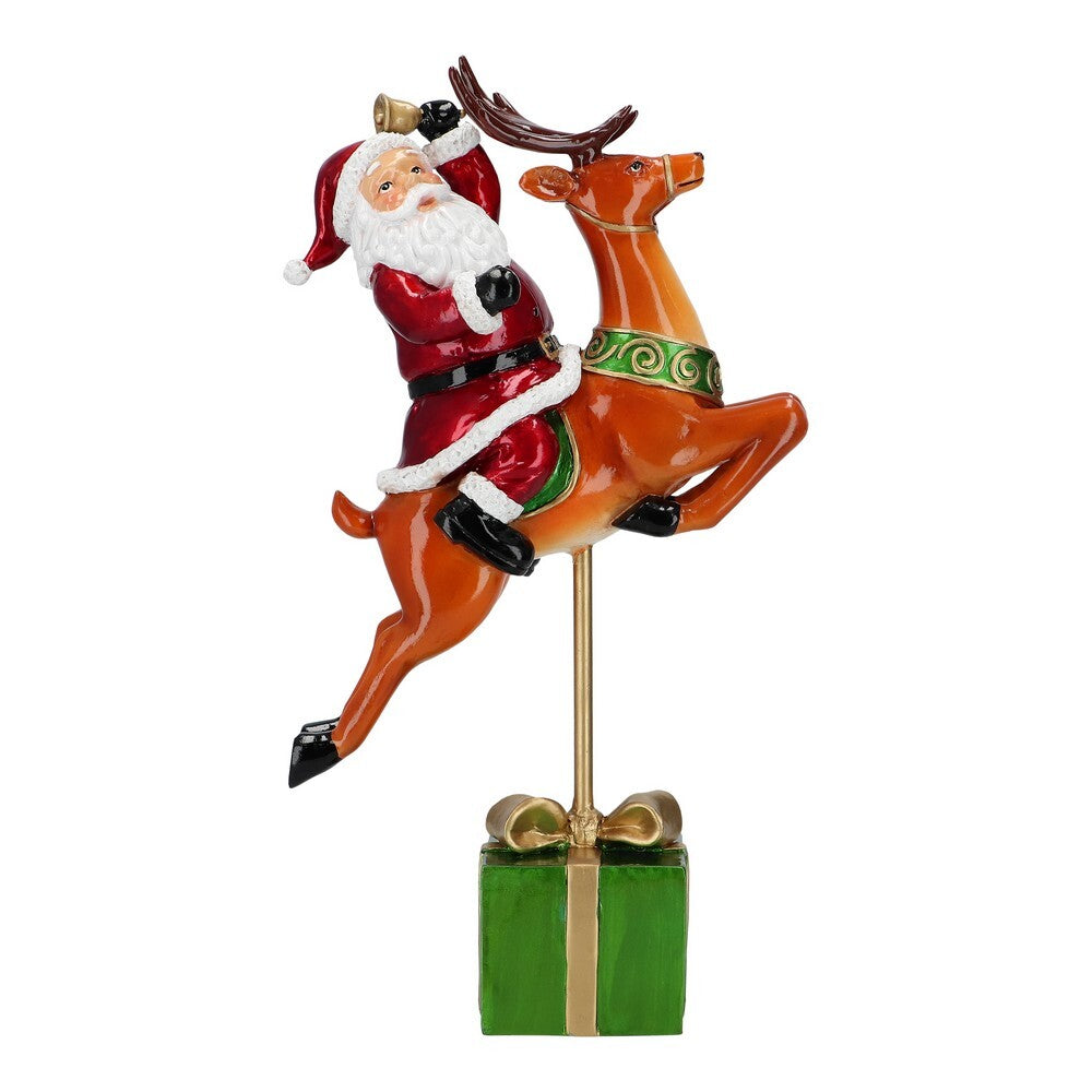 Timstor Santa on Reindeer Poly – Festive Christmas Figurine for Holiday Home Decor, Seasonal Decorations, and Christmas Celebration