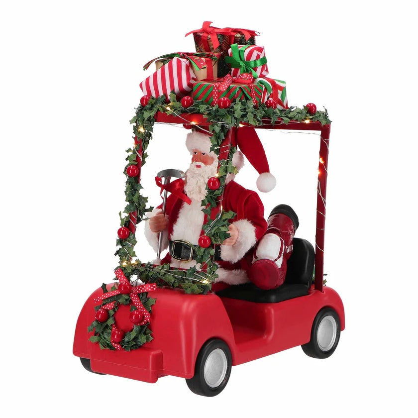 Homesmiths Santa In Golf Car 27.9X18.4X34.9Cm