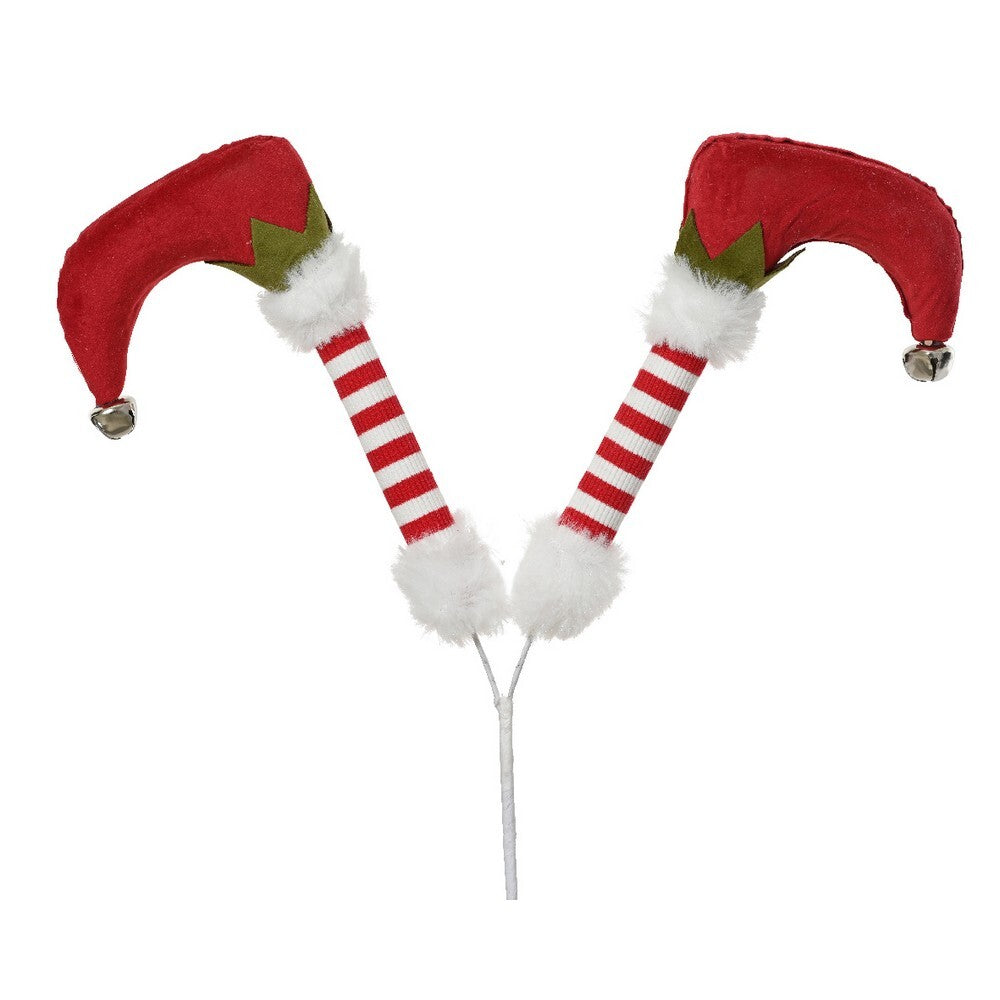 Kaemingk Elf Legs – Polyester Velvet, Christmas Holiday Decoration, Festive Xmas Tabletop or Shelf Accent, Seasonal Home Décor Accessory