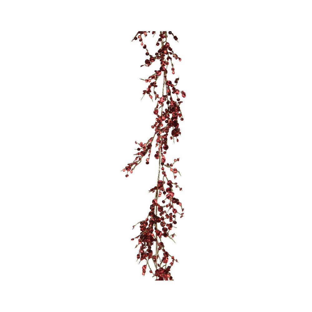 Kaemingk Garland – PE with Red Glitter, Christmas Holiday Decoration, Festive Xmas Tree or Home Accent, Seasonal Home Décor Accessory