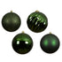 Kaemingk Pine Green Christmas Baubles Polystyrene Ornaments Mix of Glossy, Matte & Shiny for Indoor & Outdoor Xmas Tree Decoration– 4 Pack 14cm
