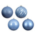 Kaemingk Sky Blue Christmas Baubles Polystyrene Ornaments Mix of Glossy, Matte & Shiny for Indoor & Outdoor Xmas Tree Decoration Balls– 4 Pack 14cm