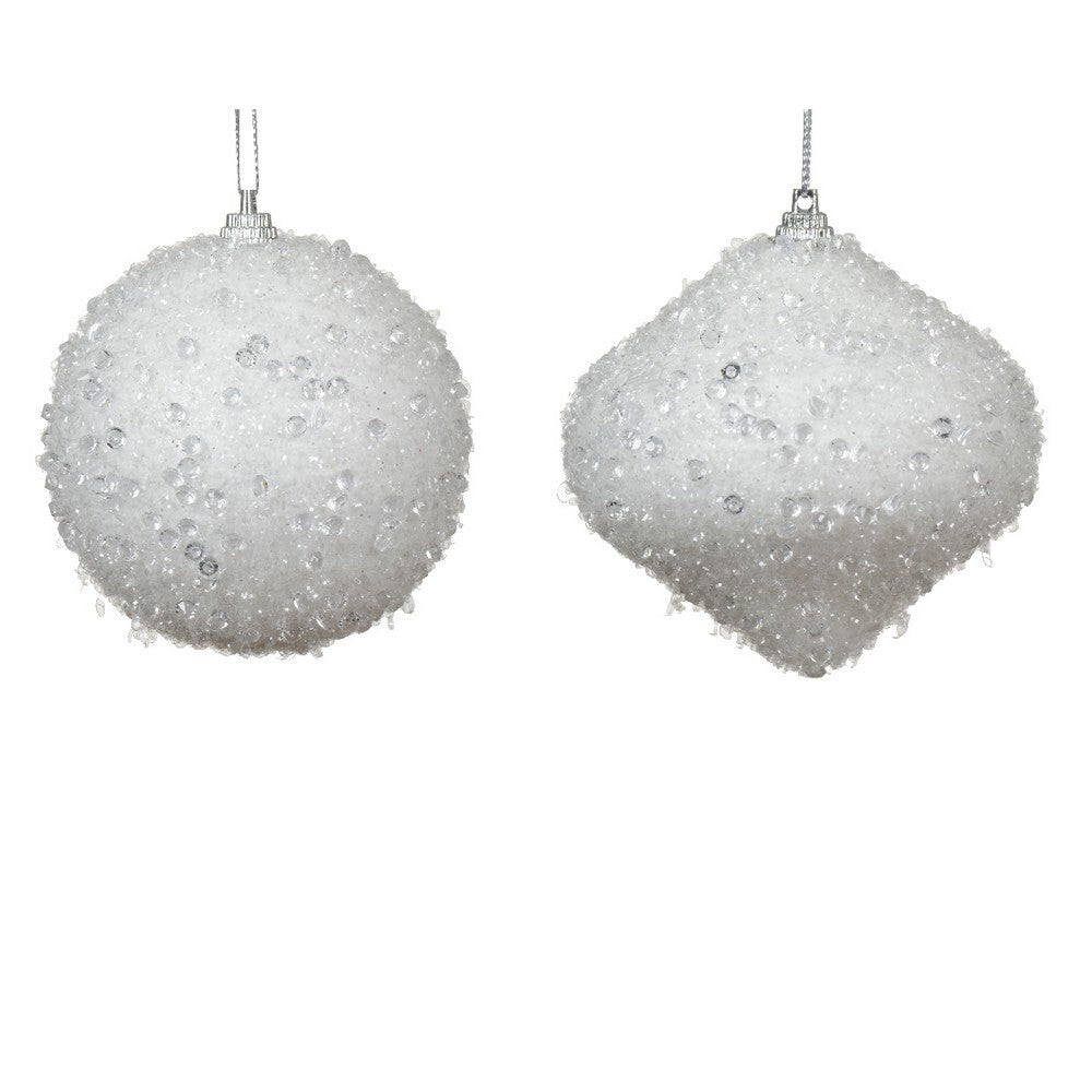 Kaemingk Winter White Snowflake Christmas Bauble Foam Ornament for Indoor & Outdoor Tree Decoration – 8cm 1-Piece Assorted
