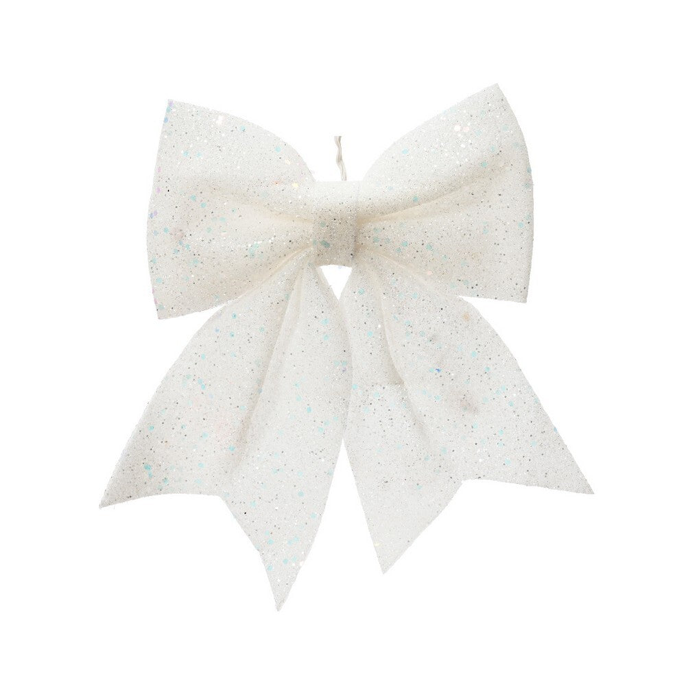 Kaemingk Winter White Christmas Bow Sponge Decoration for Indoor & Outdoor Tree & Holiday Décor
