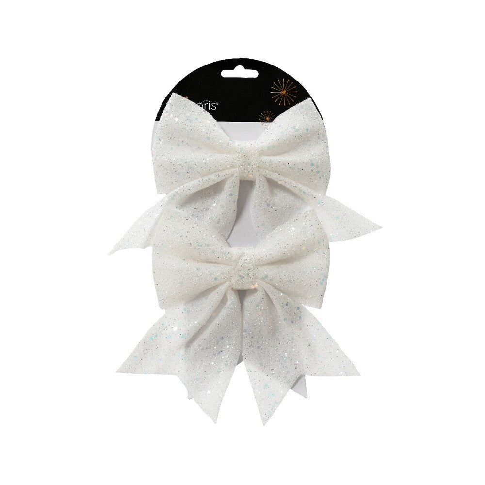 Kaemingk Winter White Christmas Bow Sponge Decoration for Indoor & Outdoor Tree & Holiday Décor