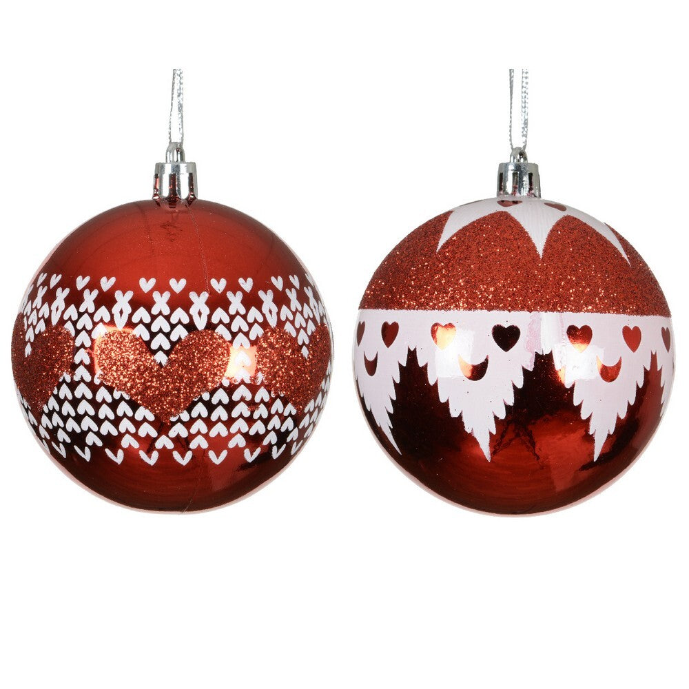 Kaemingk Red Christmas Bauble Plastic Ornament for Indoor & Outdoor Tree Decoration– 8cm 1-Piece Assorted