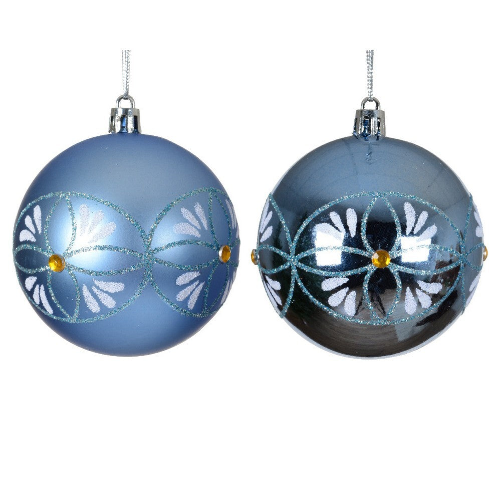 Kaemingk Sky Blue Christmas Bauble Plastic Ornament in Shiny & Matte Finish for Indoor & Outdoor Tree Decoration– 8cm 1-Piece Assorted