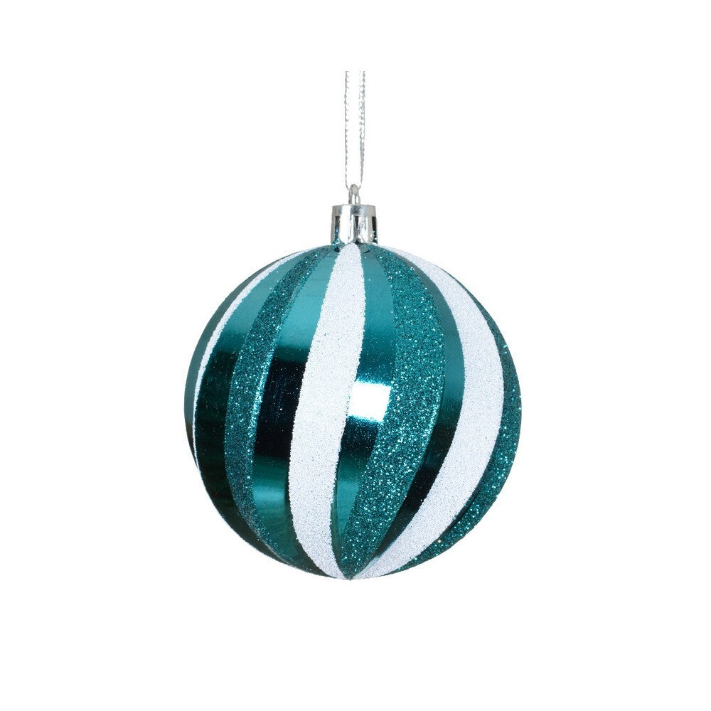 Kaemingk Folk Blue Christmas Bauble Plastic Shiny Ornament for Indoor & Outdoor Tree Decoration– 8cm 1-Piece