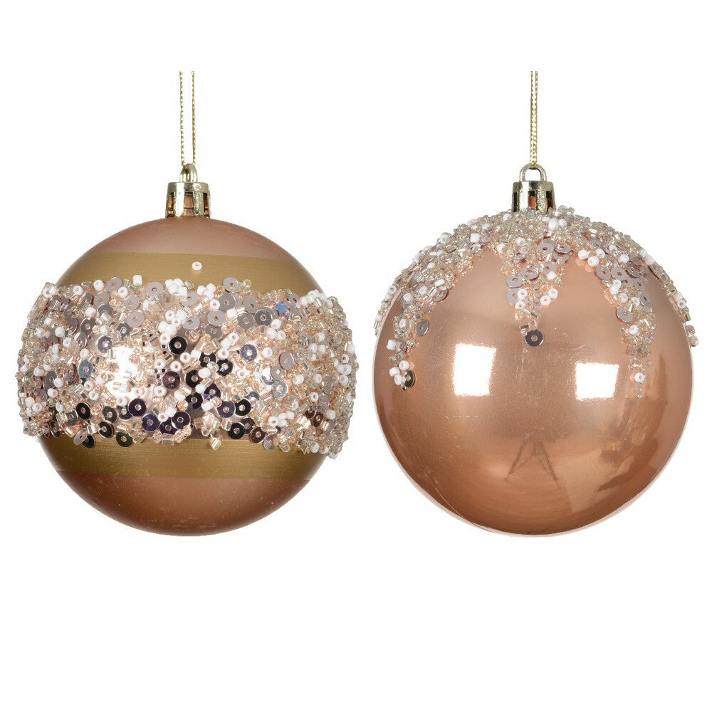 Kaemingk Peach Pearl Christmas Bauble Plastic Ornament in Pearl & Matte Finish  for Indoor & Outdoor Tree Decoration– 8cm 1-Piece Assorted