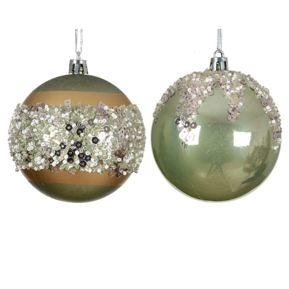Kaemingk Matcha Green Christmas Bauble Plastic Ornament in Pearl & Matte Finish for Indoor & Outdoor Tree Decoration – 8cm 1-Piece Assorted
