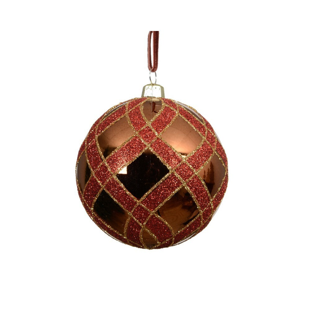 Kaemingk Oxblood Christmas Bauble Polystyrene Shiny Ornament for Indoor & Outdoor Tree Decoration– 8cm 1-Piece
