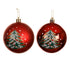 Kaemingk Red Christmas Bauble Polystyrene Shiny & Matte Ornament with Tree & Dot Painting for Indoor & Outdoor Decoration– 8cm, 1-Piece