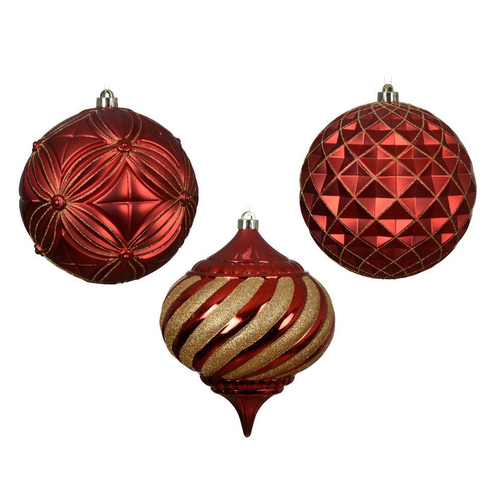 Kaemingk Red Christmas Bauble Polystyrene Ornament in Shiny, Matte & Gloss Finish for Indoor & Outdoor Tree Decoration– 20cm