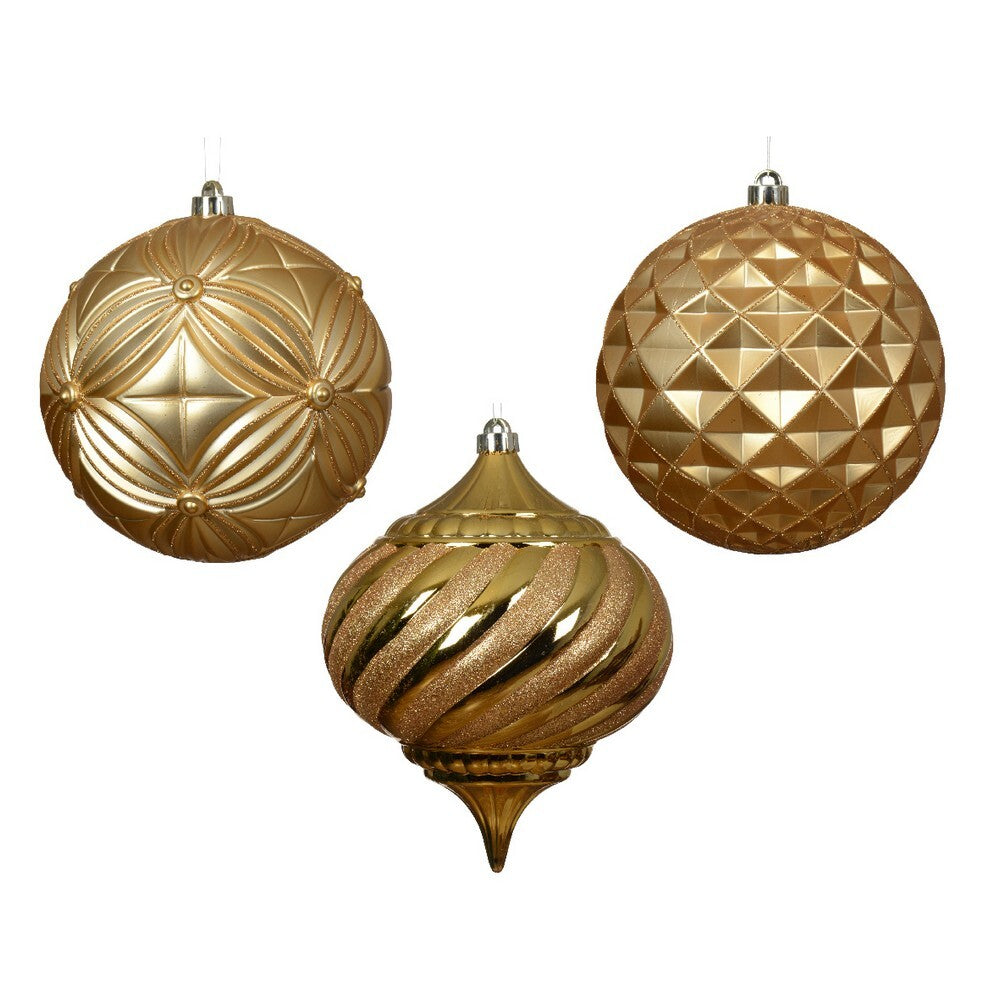 Kaemingk Gold Christmas Bauble Polystyrene Ornament in Shiny, Matte & Gloss Finish for Indoor & Outdoor Tree Decoration– 20cm, 1-Piece Assorted