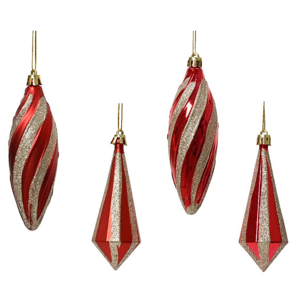 Kaemingk Red Christmas Ornament Plastic Pearl & Glitter Finish for Indoor & Outdoor Tree Decoration– 13.5cm, 1-Piece Assorted