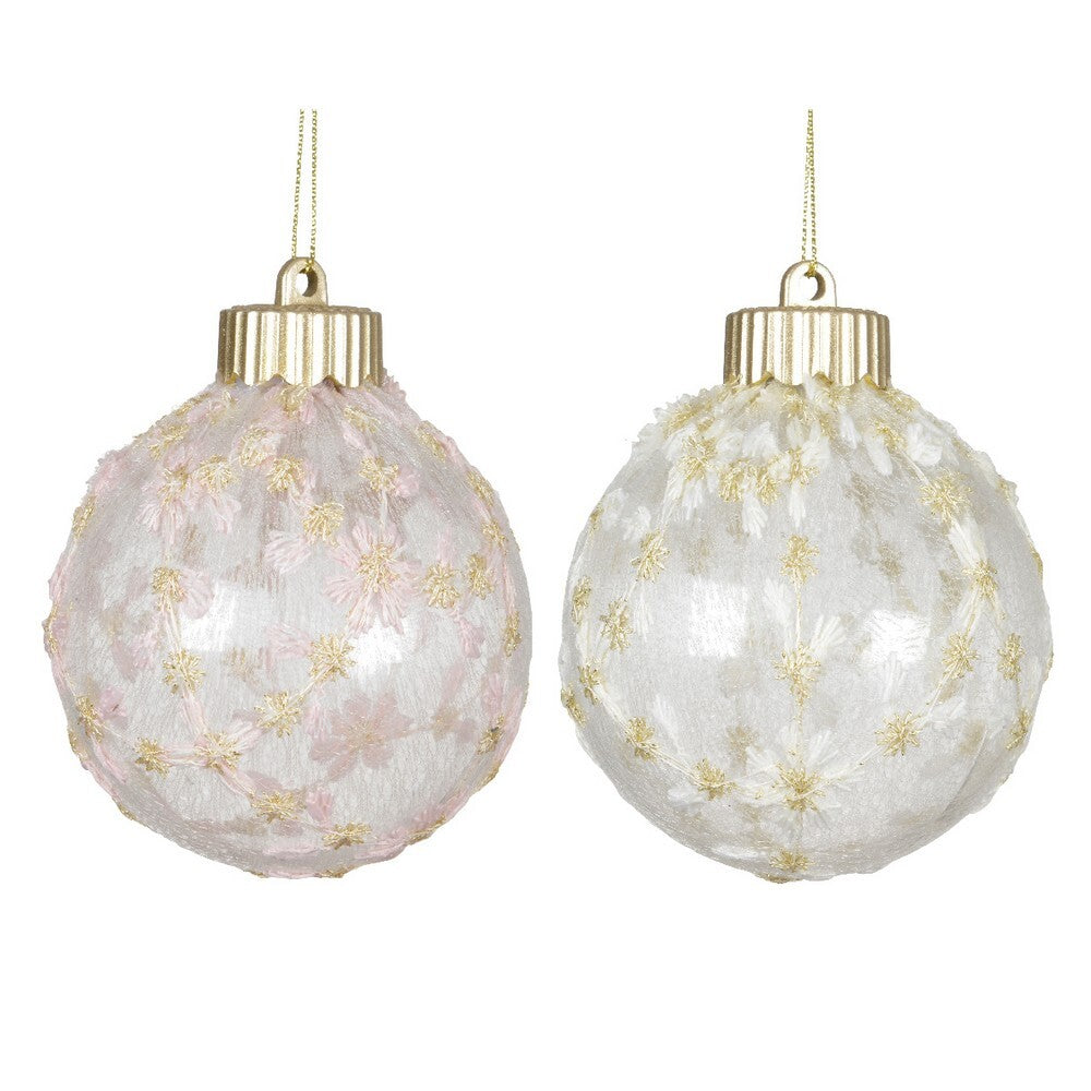 Kaemingk White Christmas Bauble Plastic Ornament  for Indoor & Outdoor Tree Decoration – 8cm, 1-Piece Assorted
