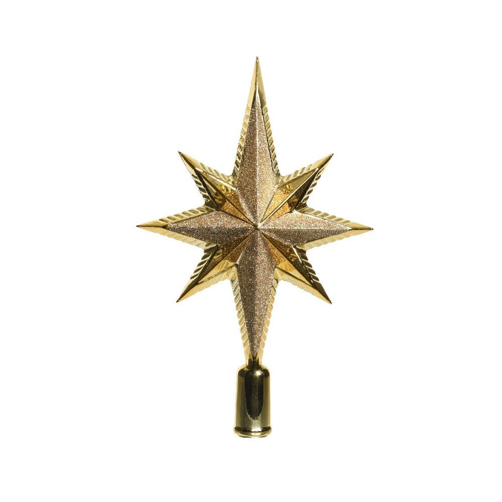 Kaemingk Gold Glitter Christmas Tree Topper Polystyrene Decoration for Indoor & Outdoor Xmas Trees– 25.5cm