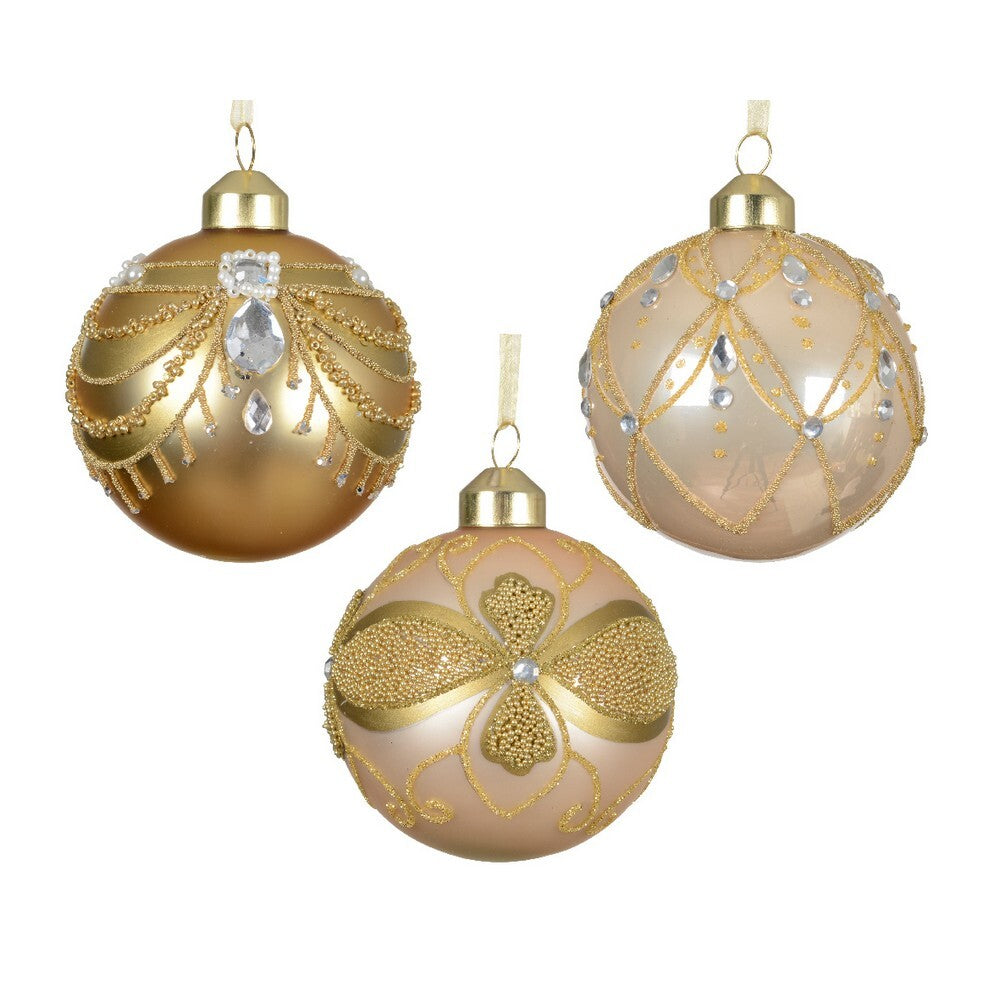 Kaemingk Gold & Silver Glass Christmas Bauble  Matte Ornament with Silver Inside for Indoor & Outdoor Tree Decoration– 8cm, 1-Piece Assorted