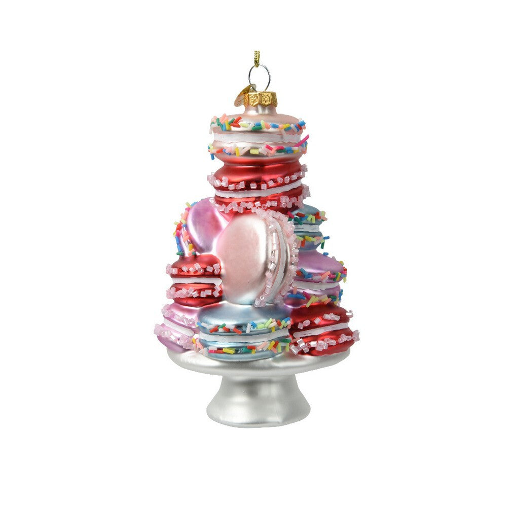 Kaemingk Glass Christmas Cake Ornament Shiny Finish with Sprinkles for Indoor & Outdoor Holiday Tree Decoration – 13.5cm