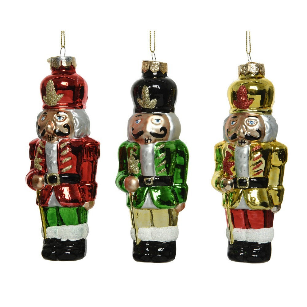 Kaemingk Glass Nutcracker Christmas Ornament  for Indoor & Outdoor Holiday Tree Decoration– 16cm, 1-Piece Assorted