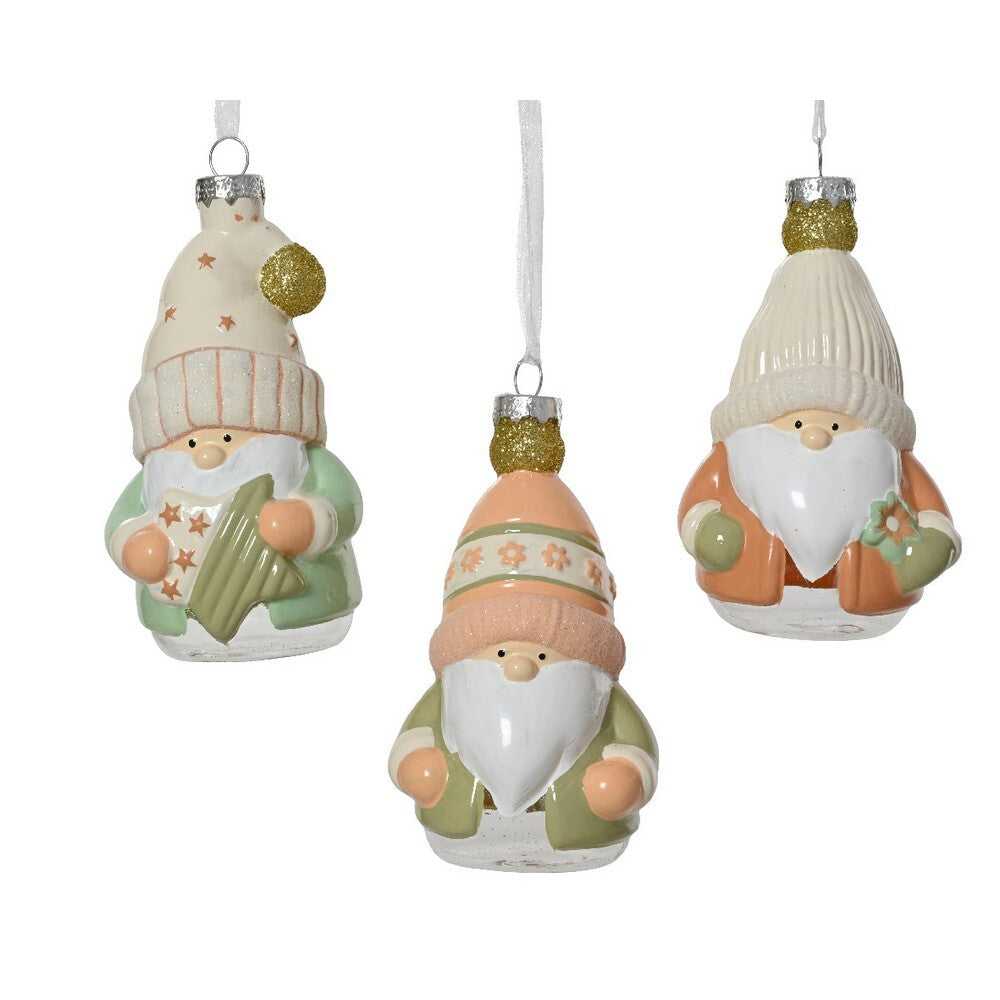 Kaemingk Glass Gnome Christmas Ornament Shiny Decoration for Indoor & Outdoor Tree Decoration– 12.5cm, 1-Piece Assorted