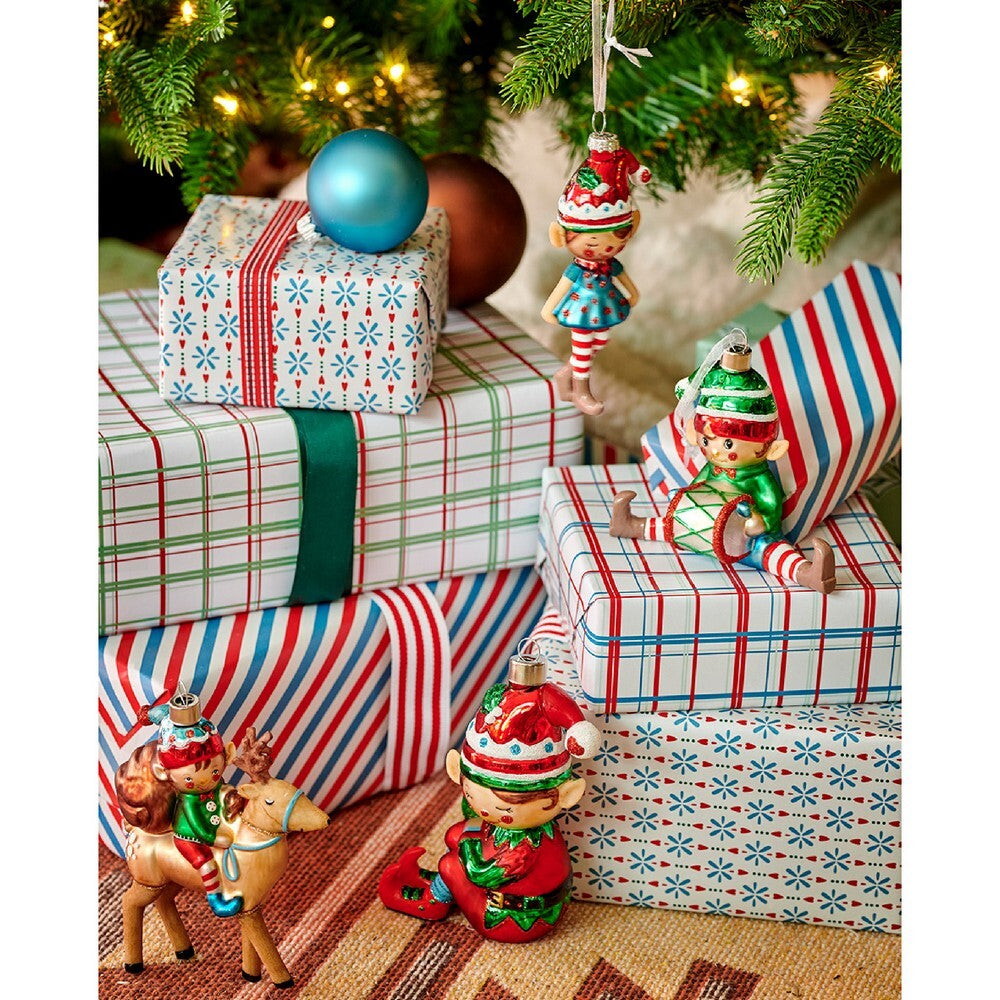 Kaemingk Elf glass shiny - matt with drumKaemingk Glass Elf Christmas Ornament Shiny & Matte Finish with Drum Decoration for Indoor & Outdoor Tree Decoration