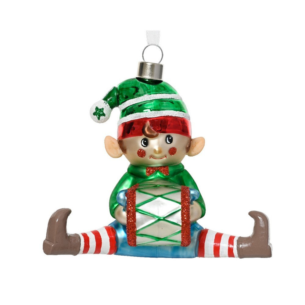 Kaemingk Elf glass shiny - matt with drumKaemingk Glass Elf Christmas Ornament Shiny & Matte Finish with Drum Decoration for Indoor & Outdoor Tree Decoration