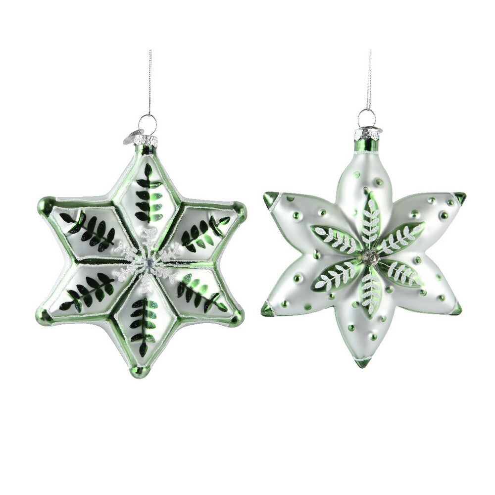 Kaemingk Glass Star Christmas Ornament Matcha Green for Indoor & Outdoor Tree Decoration– 11.8cm, 1-Piece Assorted