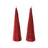 Kaemingk Metallic Red Paraffin Cone Candle  for Christmas Table & Holiday Indoor Decoration– 20cm, 1-Piece Assorted
