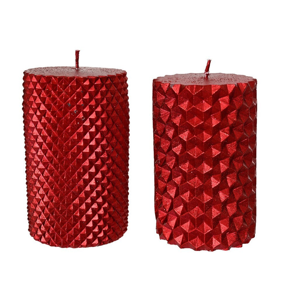 Kaemingk Metallic Red Paraffin Pillar Candle for Christmas Table & Holiday Indoor Decoration – 10cm, 1-Piece Assorted