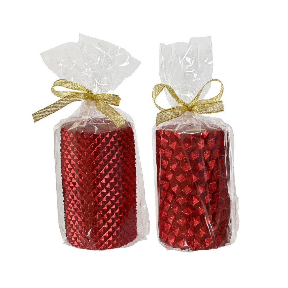 Kaemingk Metallic Red Paraffin Pillar Candle for Christmas Table & Holiday Indoor Decoration – 10cm, 1-Piece Assorted