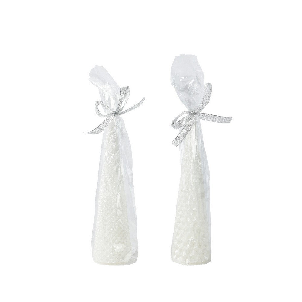 Kaemingk Metallic Winter White Paraffin Cone Candle for Christmas Table & Holiday Decoration, Indoor Decoration– 20cm, 1-Piece Assorted