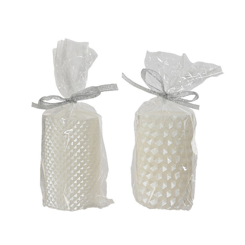 Kaemingk Metallic Winter White Paraffin Pillar Candle for Christmas Table & Holiday Decoration, Indoor Décor– 10cm, 1-Piece Assorted