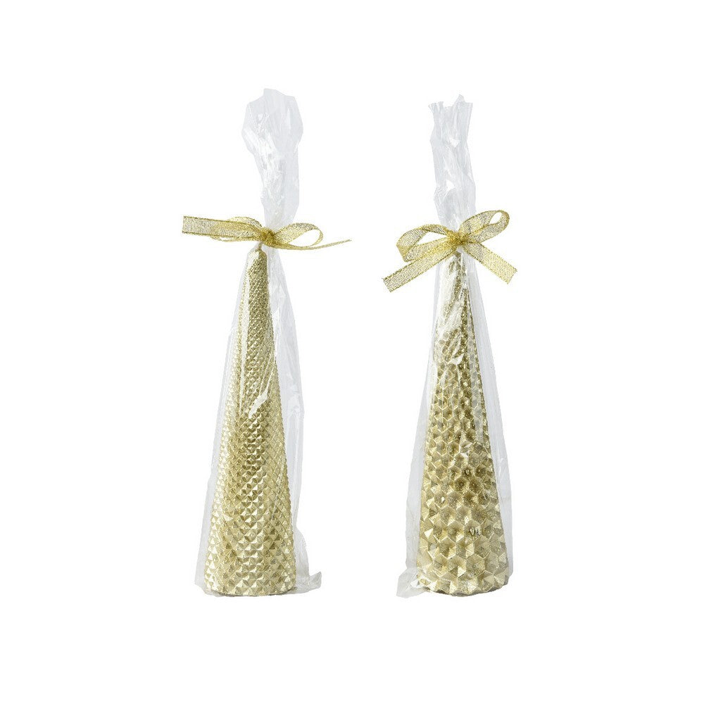 Kaemingk Metallic Gold Paraffin Cone Candle for Christmas Table & Holiday Decoration, Indoor Décor– 20cm, 1-Piece Assorted