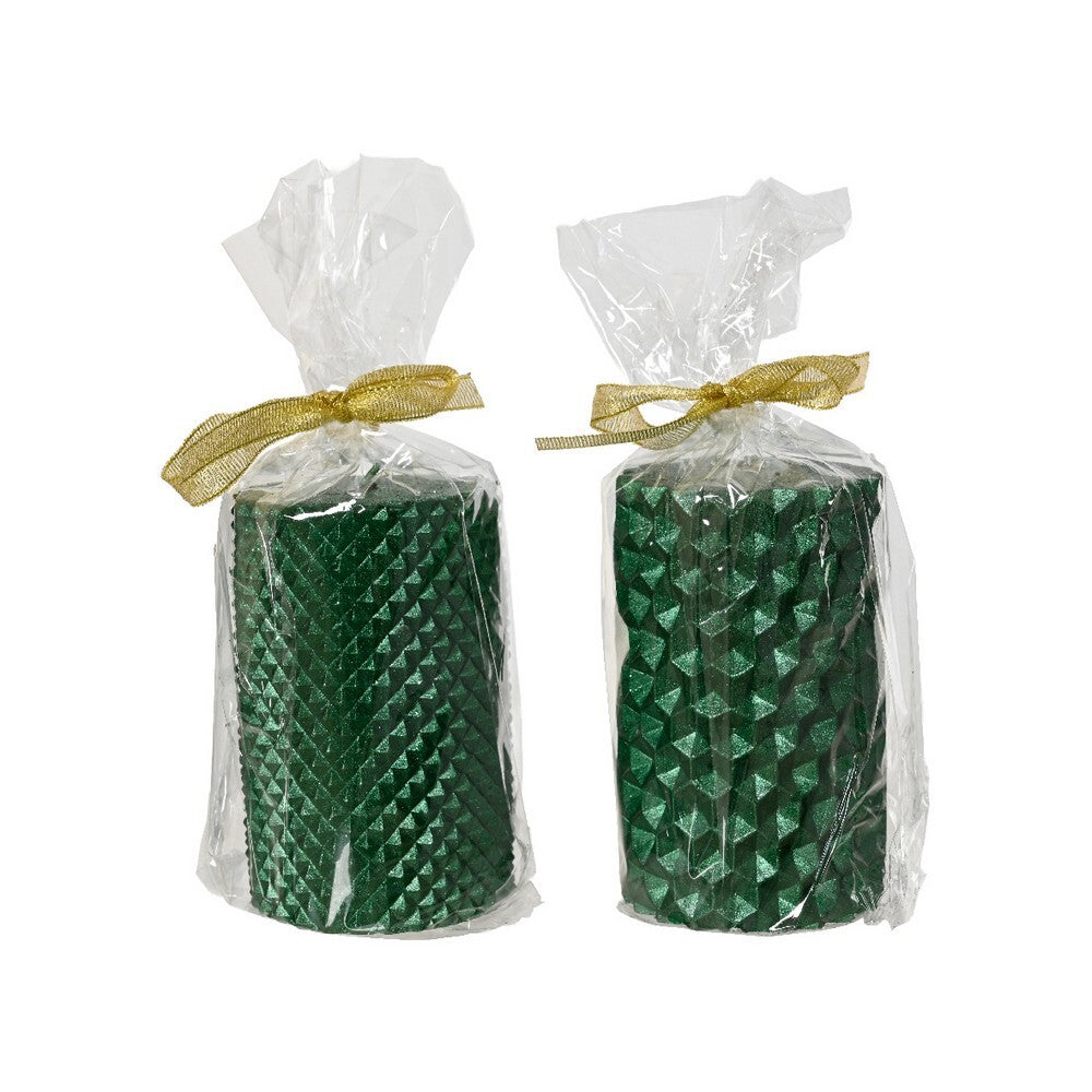 Kaemingk Metallic Pine Green Paraffin Pillar Candle for Christmas Table & Holiday Decoration, Indoor Décor– 10cm, 1-Piece Assorted