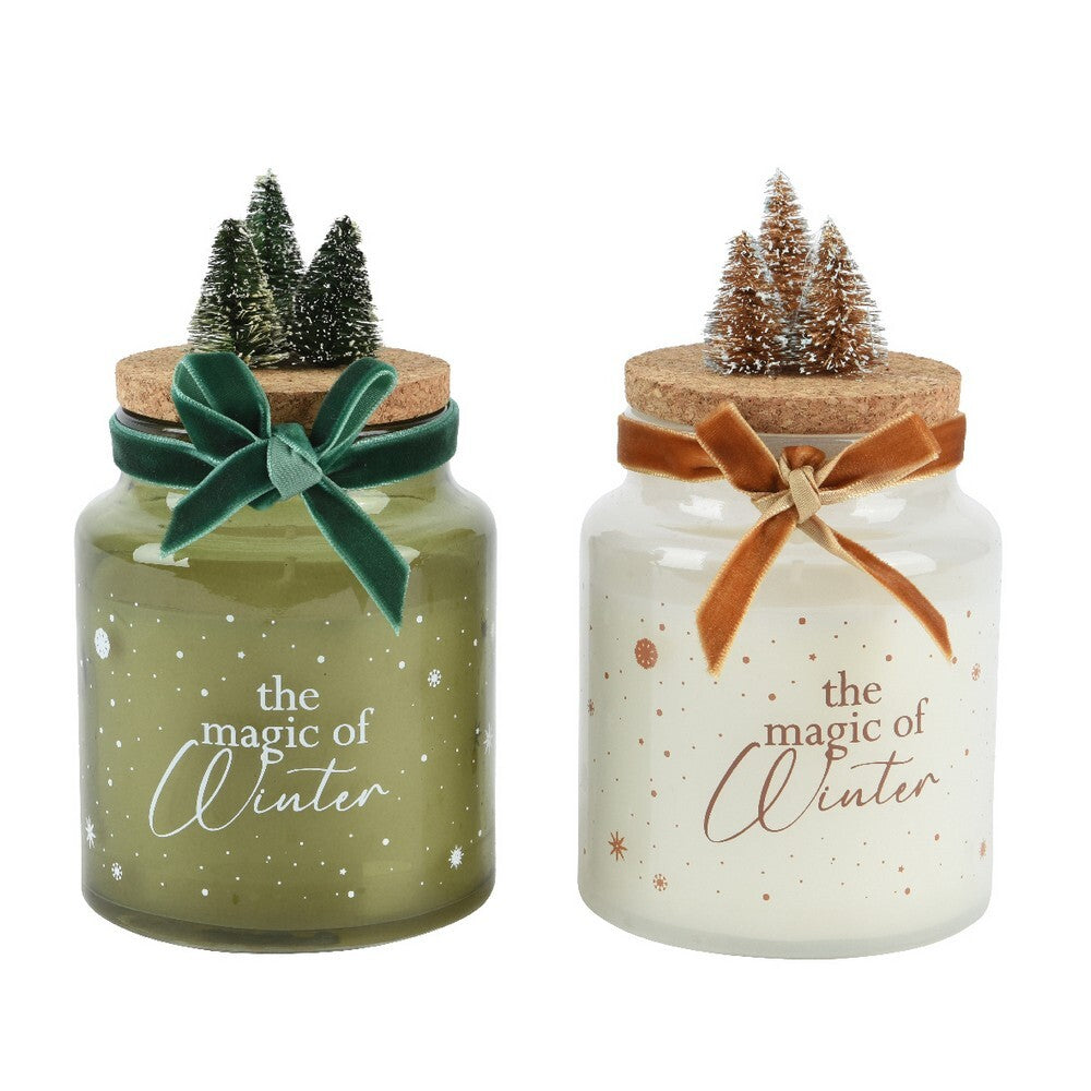 Kaemingk Paraffin Christmas Candle with Polyester Velvet Bow for Table & Holiday Decoration, Indoor Décor– 10cm, 1-Piece Assorted