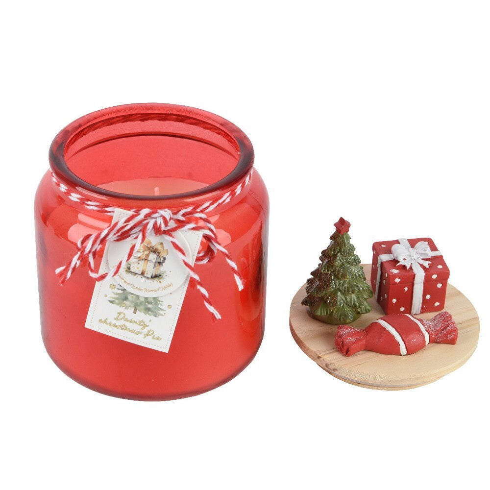 Kaemingk Paraffin Christmas Candle  with Polyester Velvet Bow for Table & Holiday Decoration, Indoor Décor – 10cm