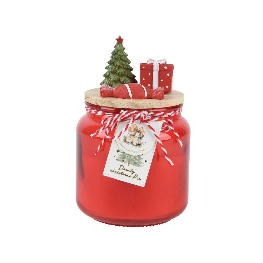 Kaemingk Paraffin Christmas Candle  with Polyester Velvet Bow for Table & Holiday Decoration, Indoor Décor – 10cm