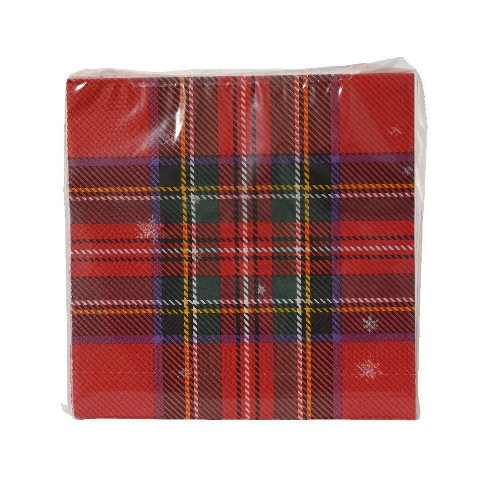Kaemingk Paper Napkins with Check Print for Christmas Table & Holiday Party Decoration – 33cm, 1 Pack