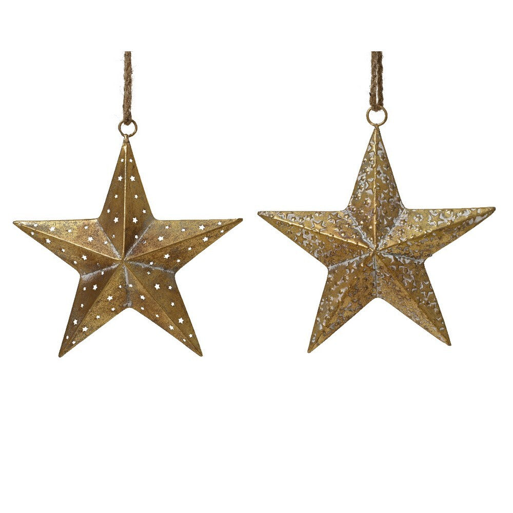 Kaemingk Antique Gold Iron Christmas Star Ornament with Powder Coating for Holiday & Tree Decoration– 24.5cm