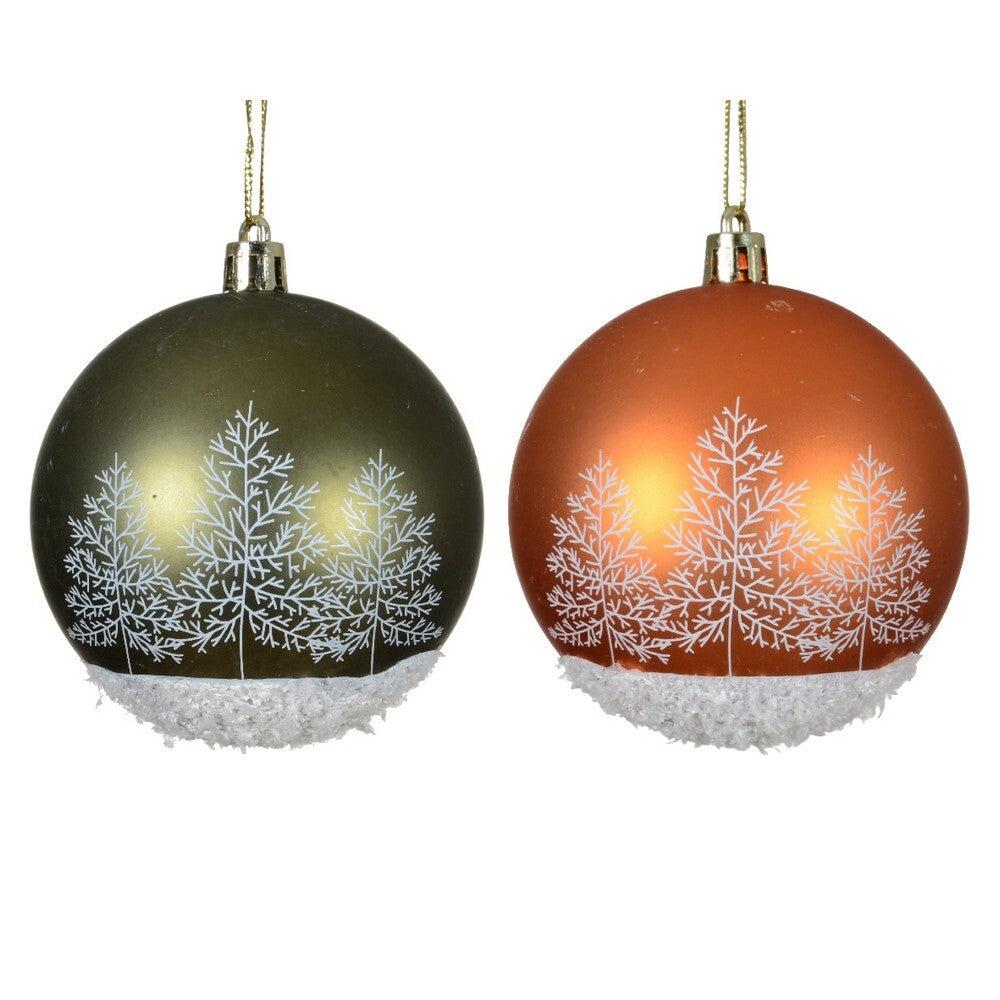 Kaemingk Green & Orange Plastic Christmas Bauble Matte Finish Ornament  for Tree & Holiday Decoration– 8cm, 1-Piece Assorted