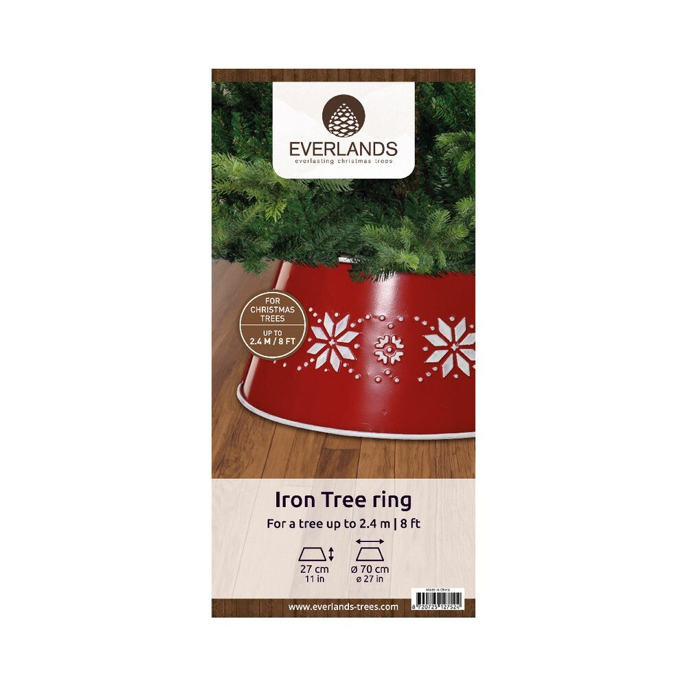 Kaemingk Red Iron Christmas Tree Ring – Festive Base Cover for Indoor & Outdoor Holiday Decoration