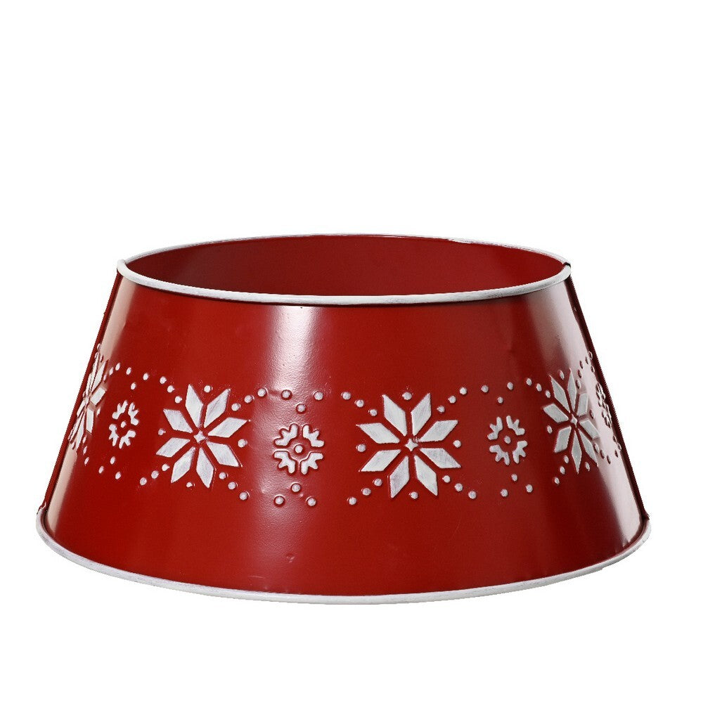 Kaemingk Red Iron Christmas Tree Ring – Festive Base Cover for Indoor & Outdoor Holiday Decoration