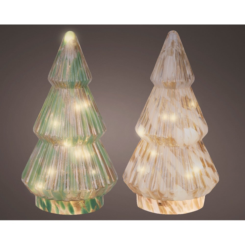 Kaemingk Assorted Glass Christmas Tree with Micro LED Lights Steady Glow, Indoor Decoration– 25.4cm