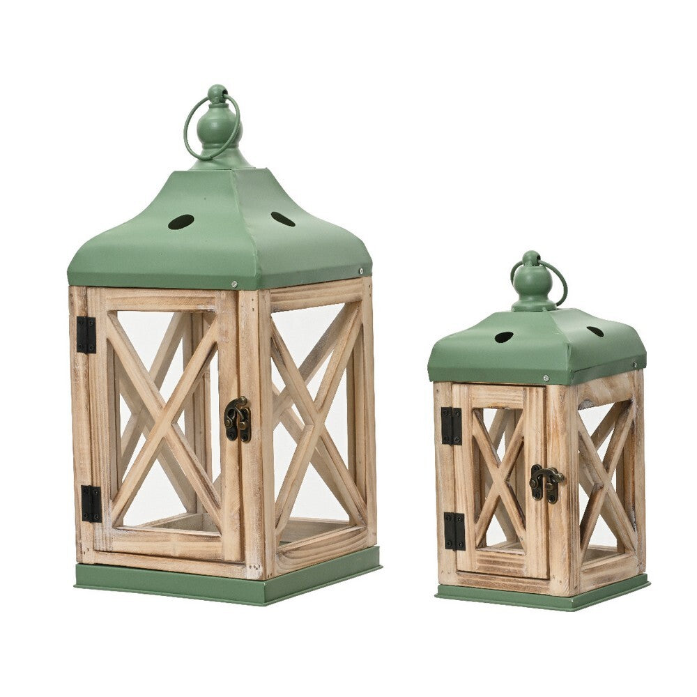 Homesmiths Lantern firwood burn effect  Natural Color With Green